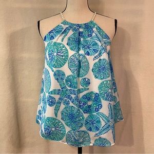 Lilly Pulitzer for Target blue white sea urchin halter top tank